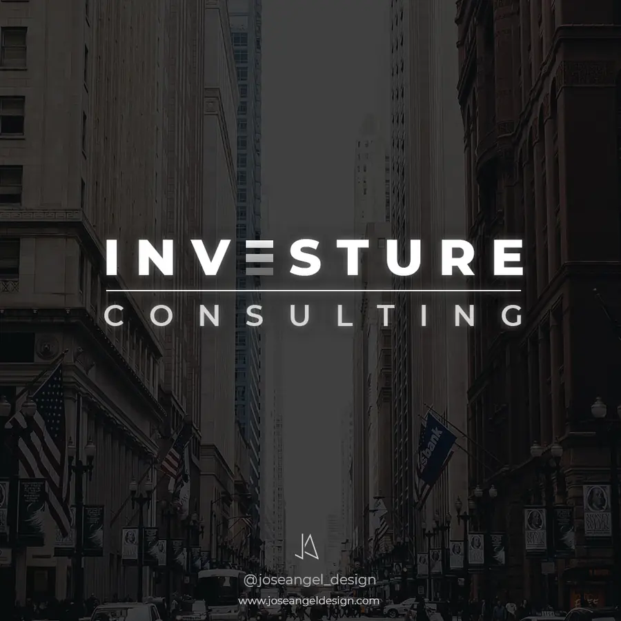 Logotipo de Investure Consulting sobre fondo urbano