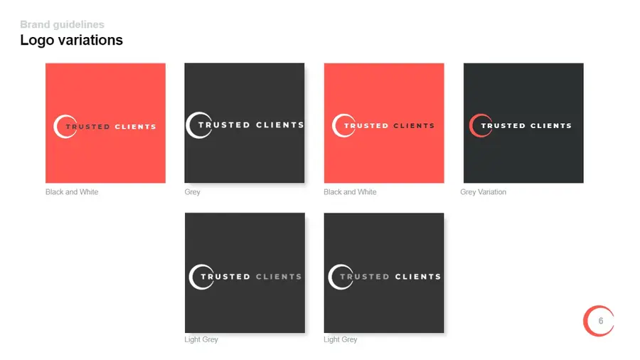 Página de la guía de marca de Trusted Clients, imagen 4 de 5